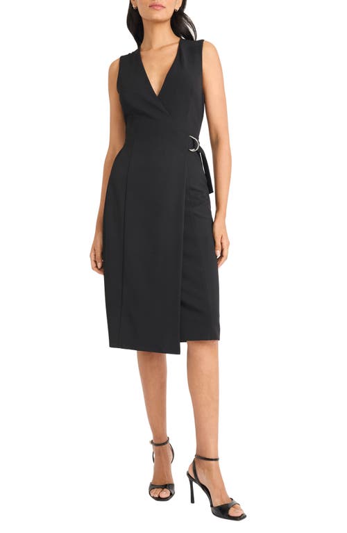 Maggy London Tailored Faux Wrap Dress in Black 