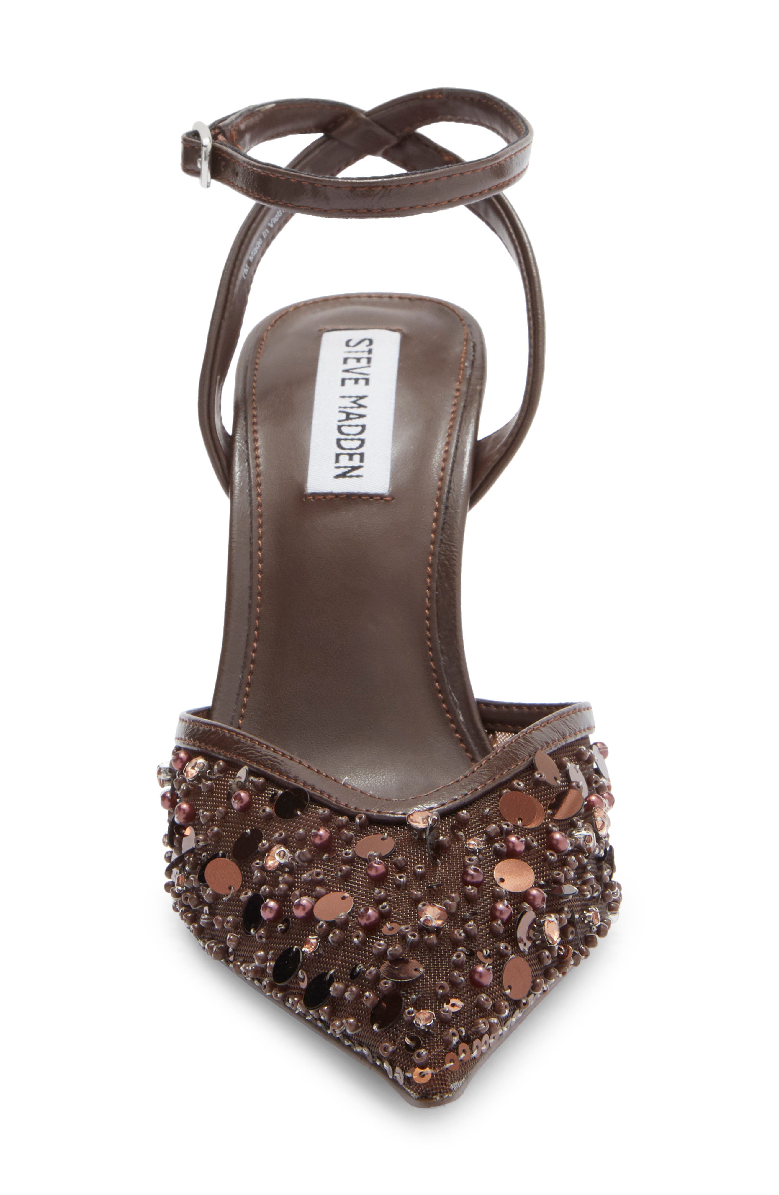 Sherrie Beaded Ankle Strap Pump, Alternate, color, BROWN