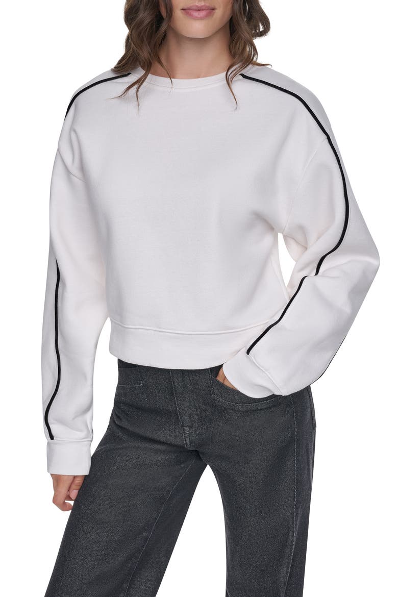 Velvet Logo Cotton Blend Sweatshirt, Main, color, IVORY