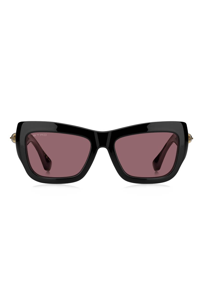 56mm Rectangular Sunglasses, Main, color, BLACK/ PINK
