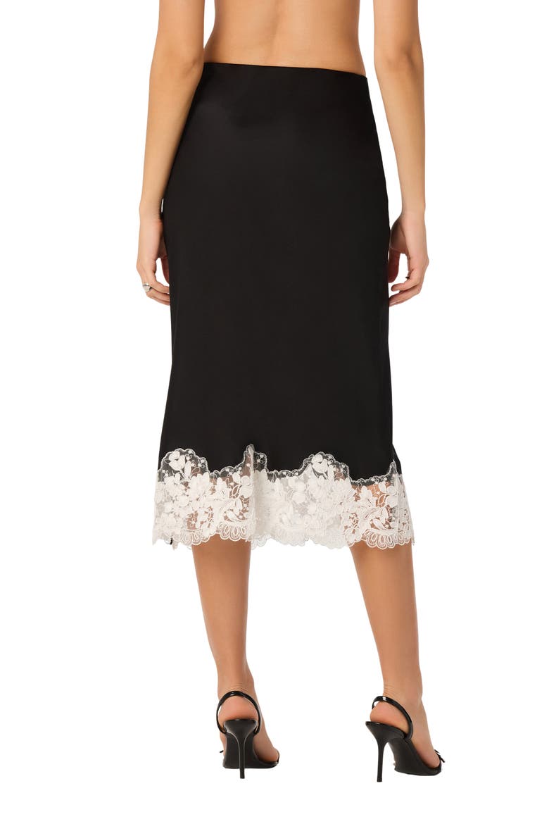 Shantel Lace Trim Midi Skirt, Alternate, color, BLACK WHITE LACE