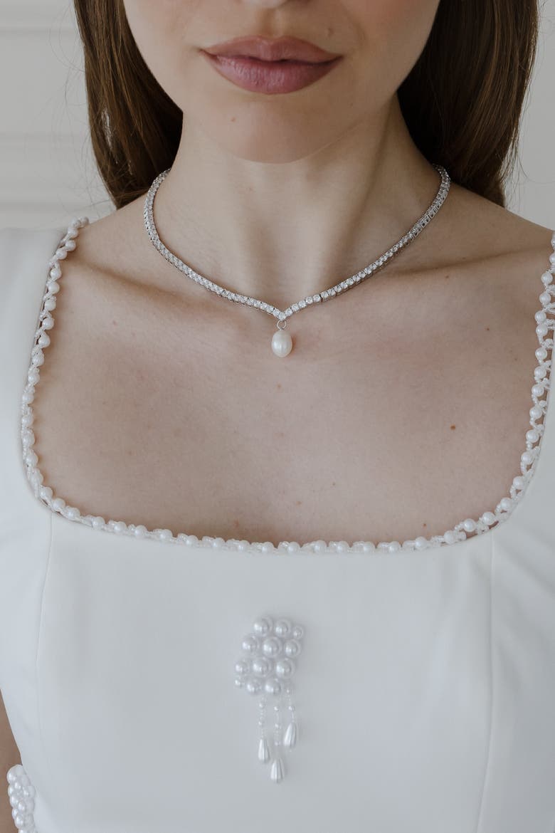 Aura Crystal Necklace, Alternate, color, Metallic Silver