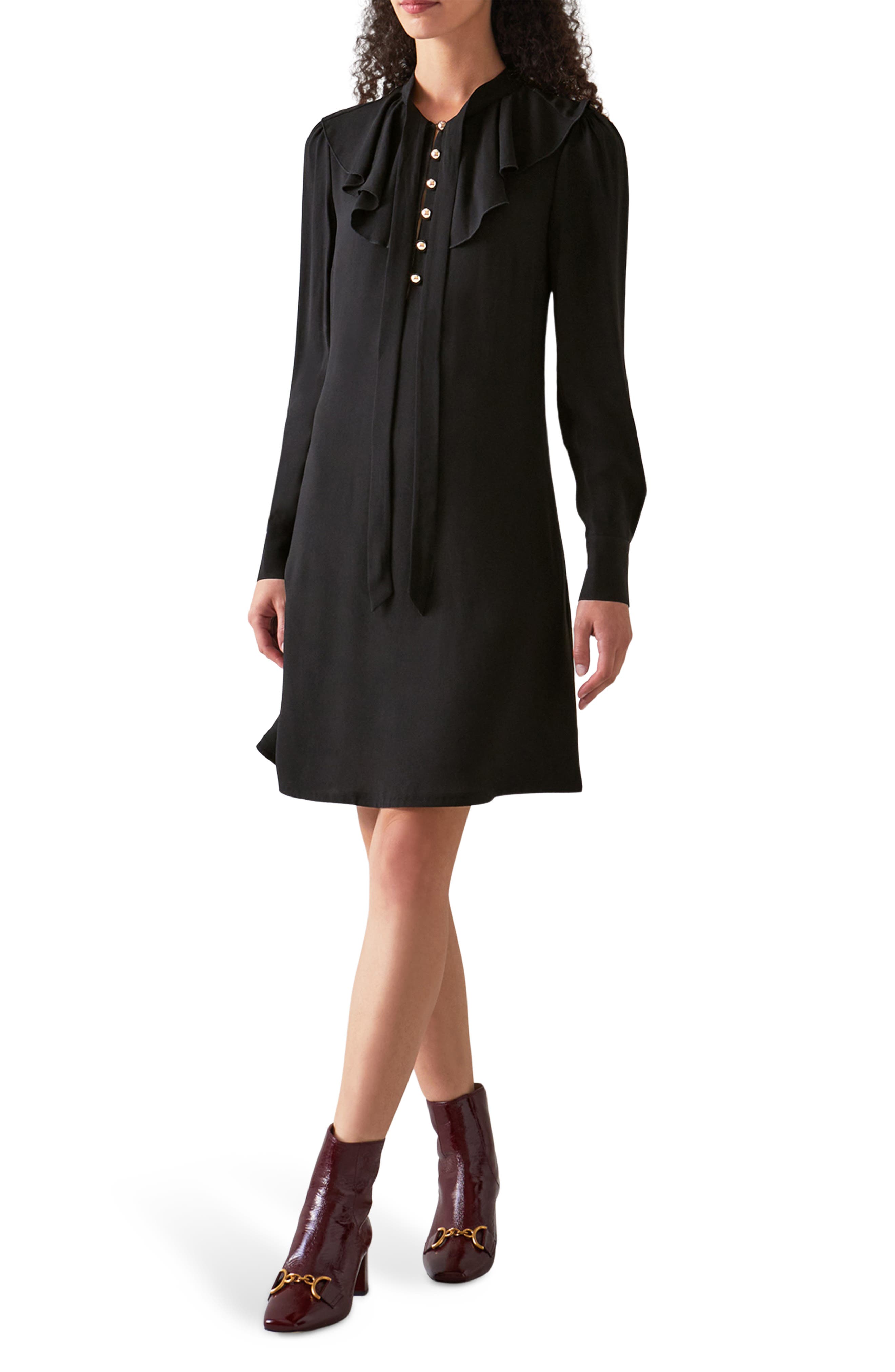 LK Bennett Millie Long Sleeve Crepe Tunic Dress