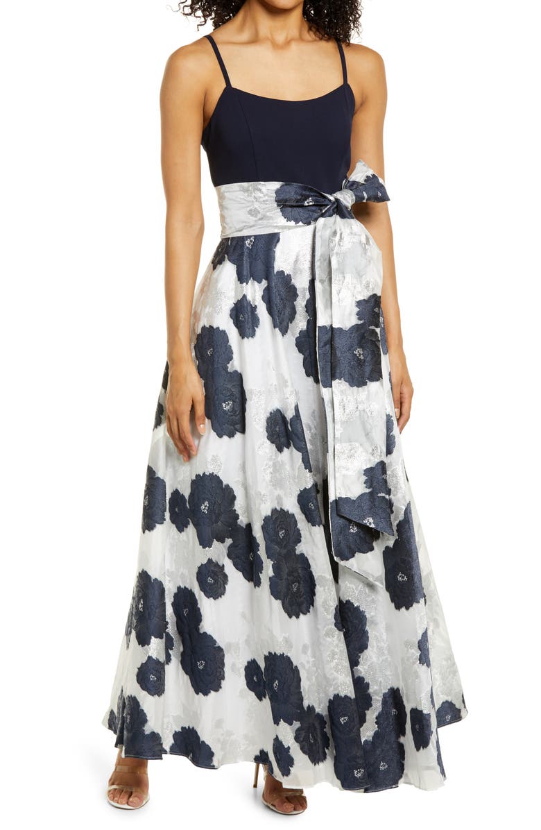 Eliza J Floral Jacquard Ballgown, Main, color, 