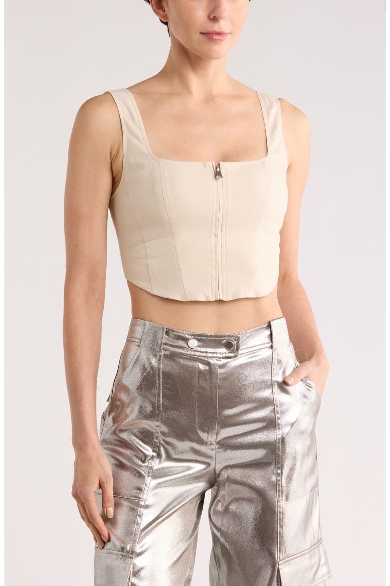 Anderson Linen Blend Bustier Crop Top, Main, color, SAND
