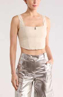 Simkhai Anderson Linen Blend Bustier Crop Top