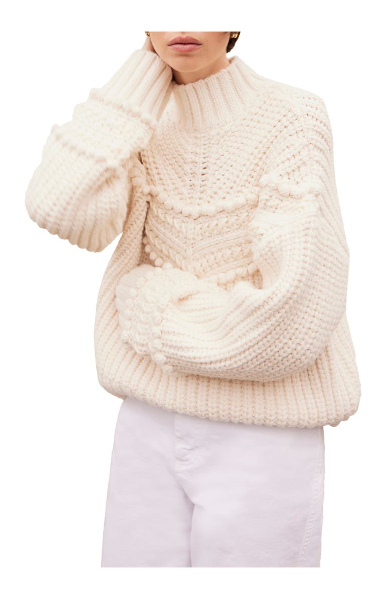 MINT VELVET Bobble Detail Knit Sweater, Alternate, color, Cream
