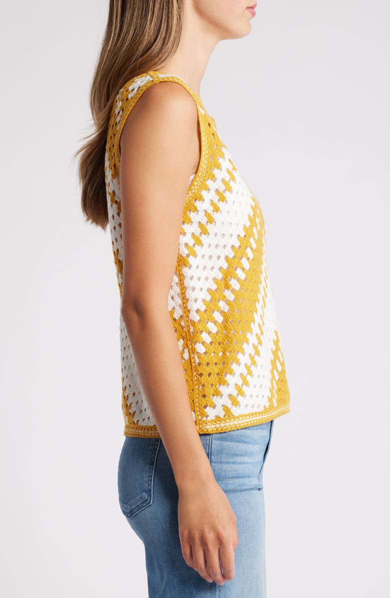 Halogen<sup>®</sup> Crochet Knit Sleeveless Cotton Blend Sweater, Alternate, color, Golden Spice Brown
