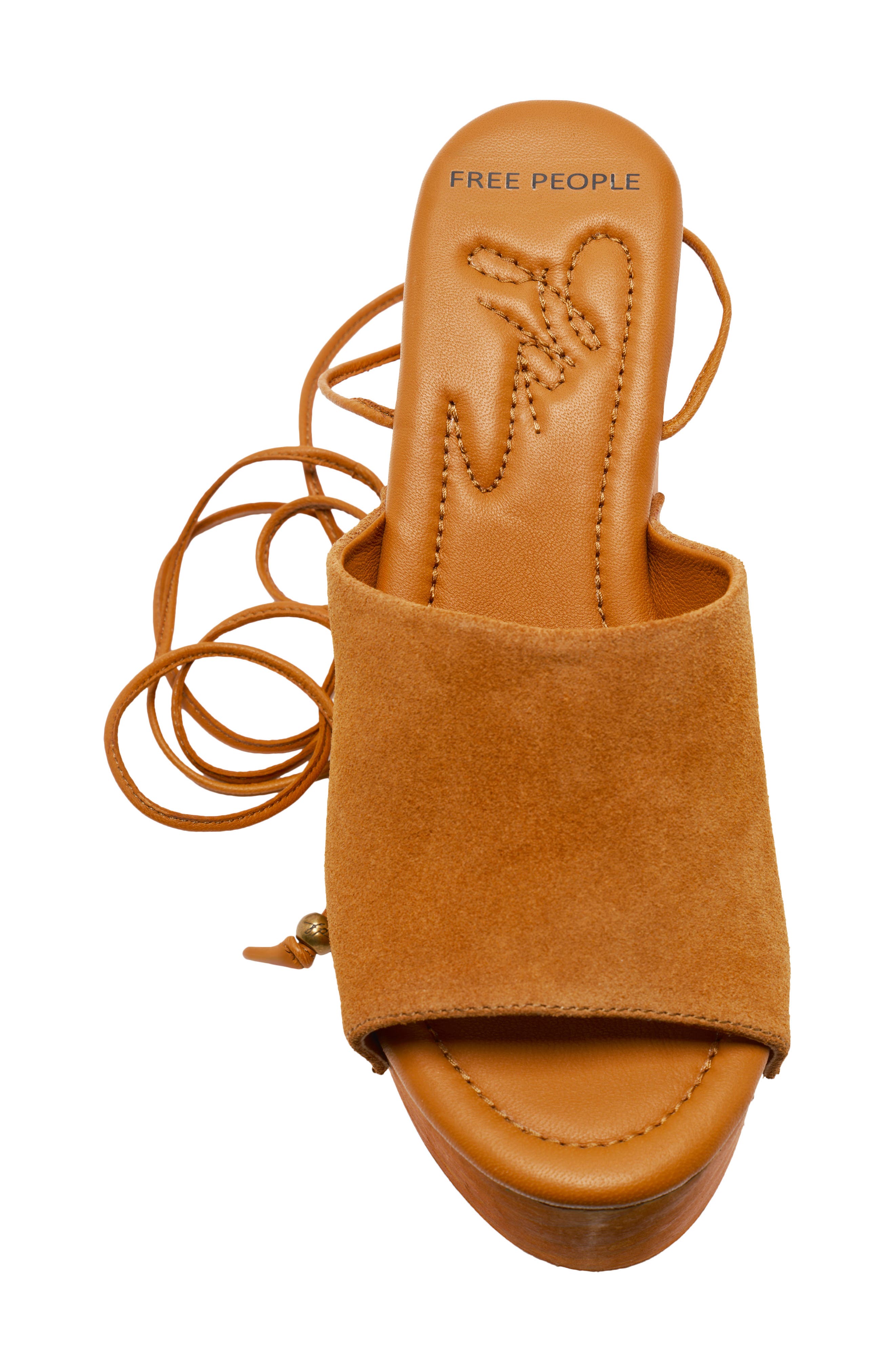 Free People Front Row Ankle Wrap Platform Sandal, Alternate, color, Vachetta Voyage Suee
