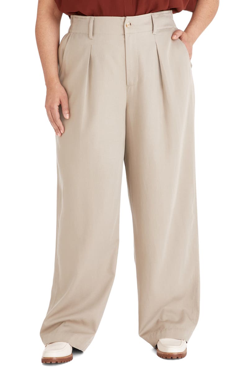 Madewell The Neale Drapeweave Straight Leg Pants, Main, color, Pumice