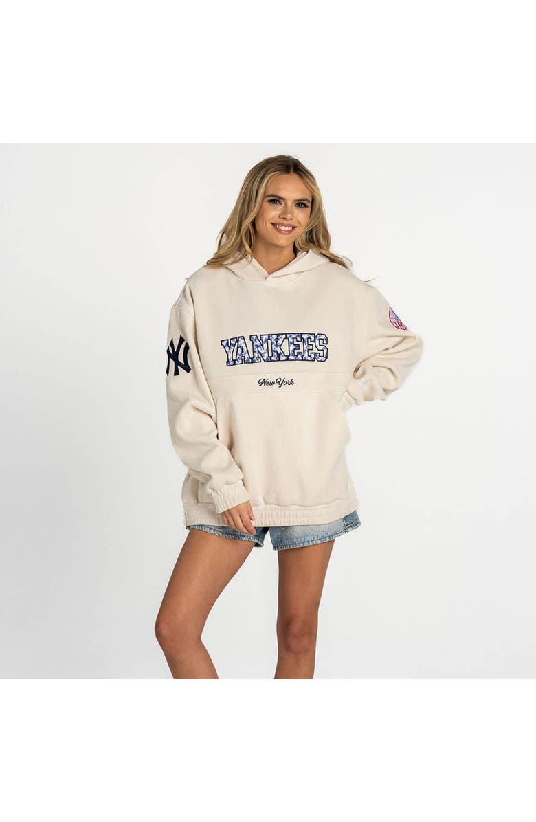 THE WILD COLLECTIVE Women's The Wild Collective  Cream New York Yankees Oversized Cord Hoodie, Main, color, Cream
