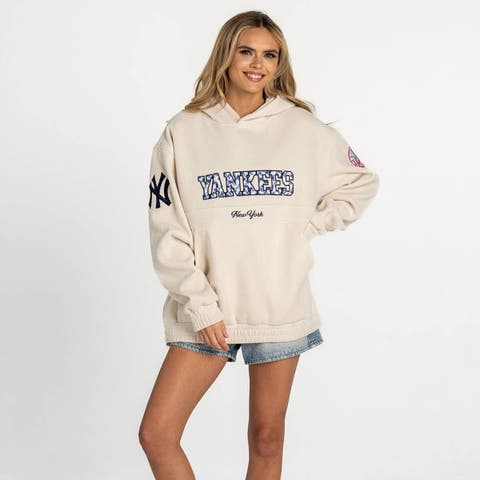 Women's The Wild Collective  Cream New York Yankees Oversized Cord Hoodie