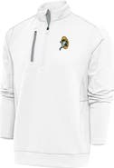 ANTIGUA Men's Antigua White Green Bay Packers Team Logo Throwback Generation Quarter-Zip Pullover Top
