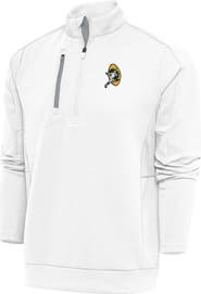 ANTIGUA Men's Antigua White Green Bay Packers Team Logo Throwback Generation Quarter-Zip Pullover Top