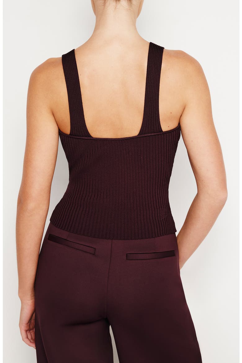 Shine V-Neck Rib Tank, Alternate, color, MALBEC003