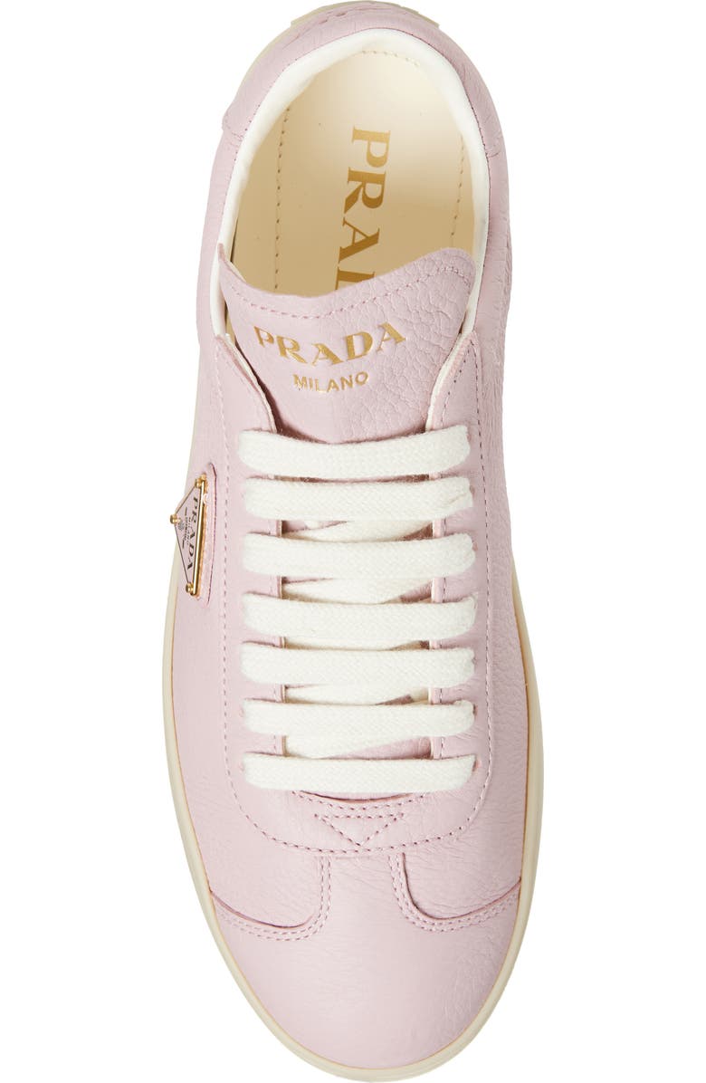 Prada Lane Triangle Logo Deerskin Leather Sneaker, Alternate, color,