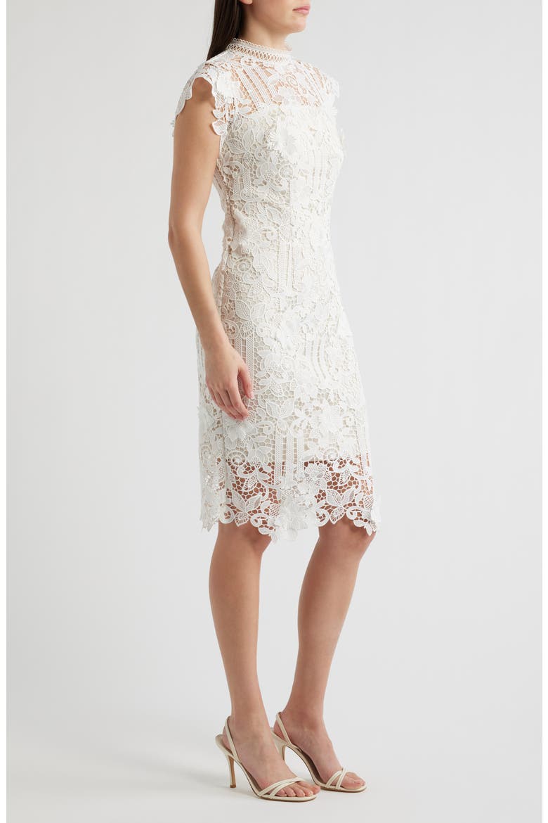 Floral Appliqué Lace Sheath Dress, Alternate, color, IVORY