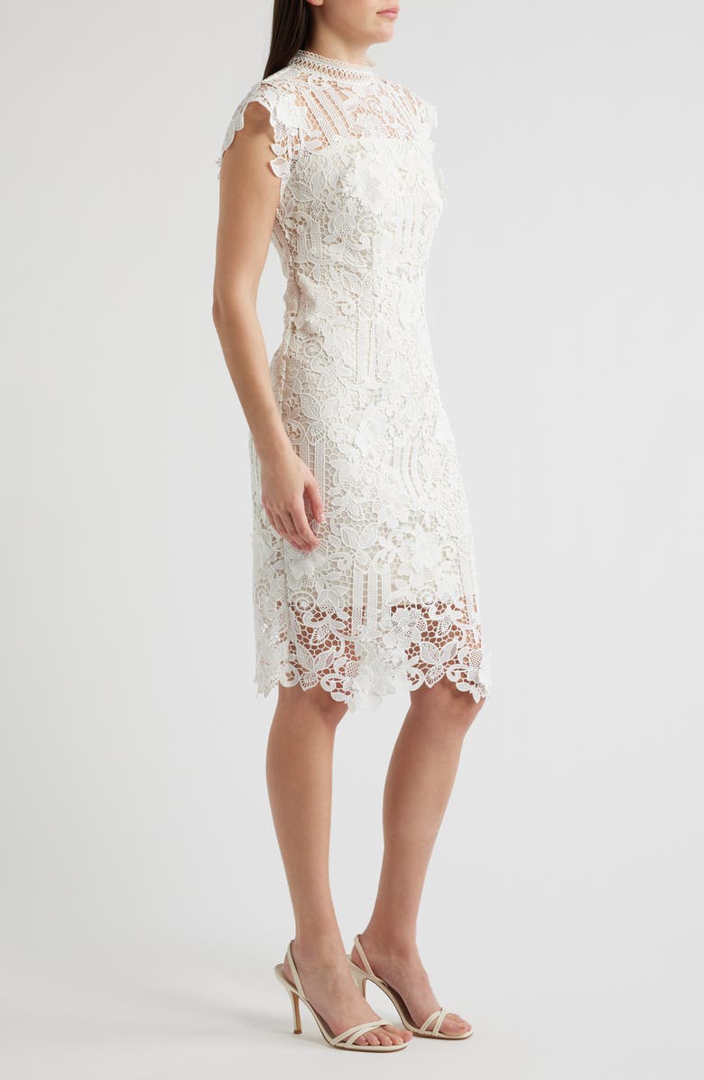 Eliza J Floral Appliqué Lace Sheath Dress, Alternate, color, Ivory