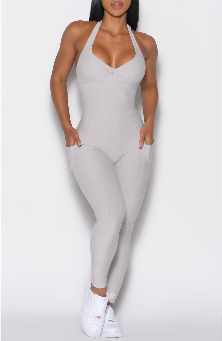 Bombshell Sportswear Backless Pocket Bodysuit, Main, color, Ice