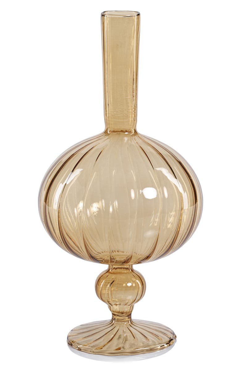 Zodax Vellum Spiral Footed Glass Vase, Main, color, Light Amber