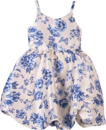 Kids' Mikado Floral Bow Back Bubble Hem Dress