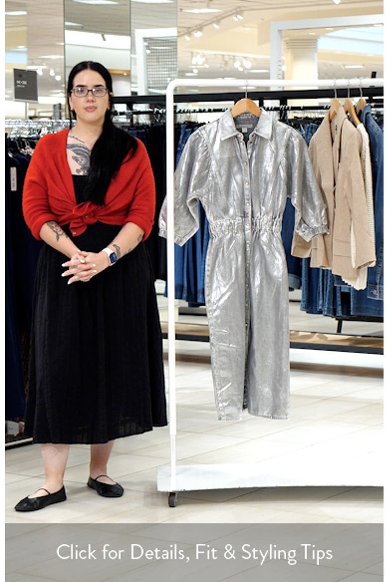 Osa Metallic Puff Sleeve Denim Shirtdress video