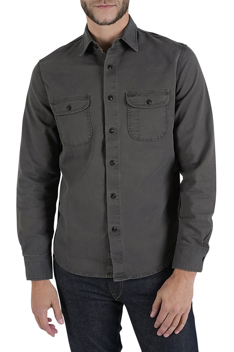 The Brace Cotton Button-Up Shirt, Main, color, CHARCOAL