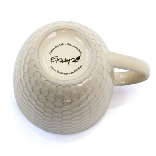 Elama Honeycomb 6 Piece 15 Ounce Round Stoneware Mug Set In Neutral