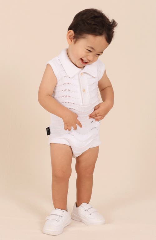 Tiny Tribe Open Stitch Cotton Polo Sweater Romper