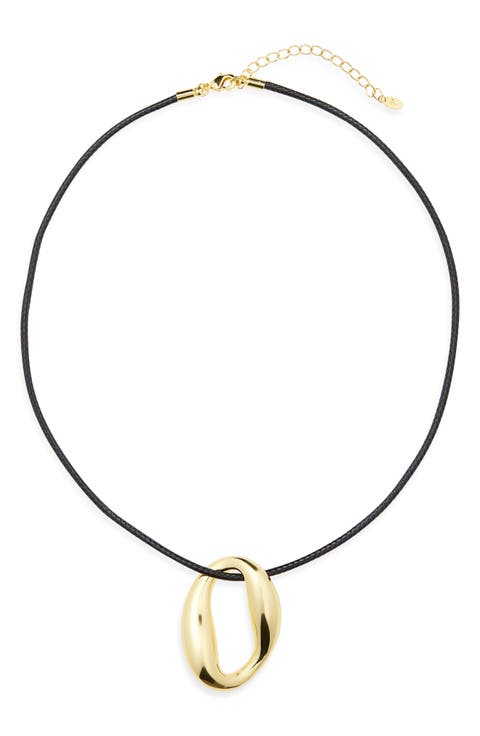 Abstract Pendant Cord Necklace