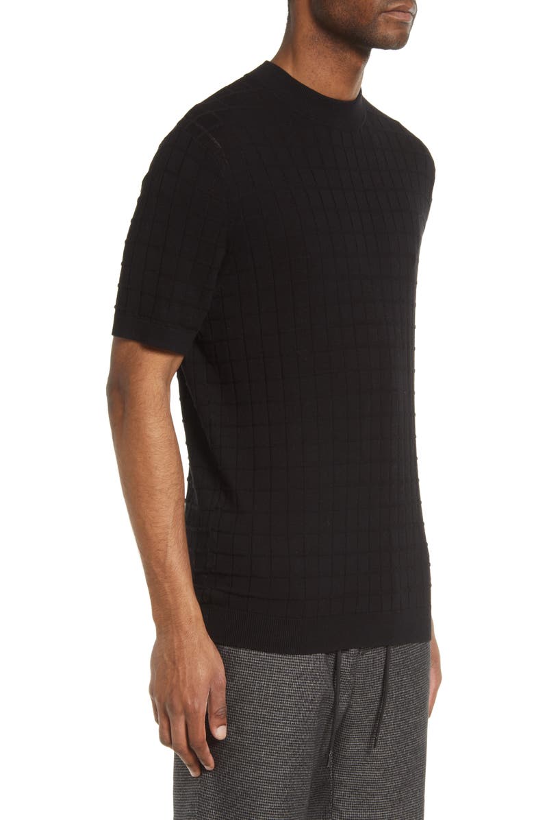 Open Edit Grid Pattern Short Sleeve Sweater, Alternate, color,