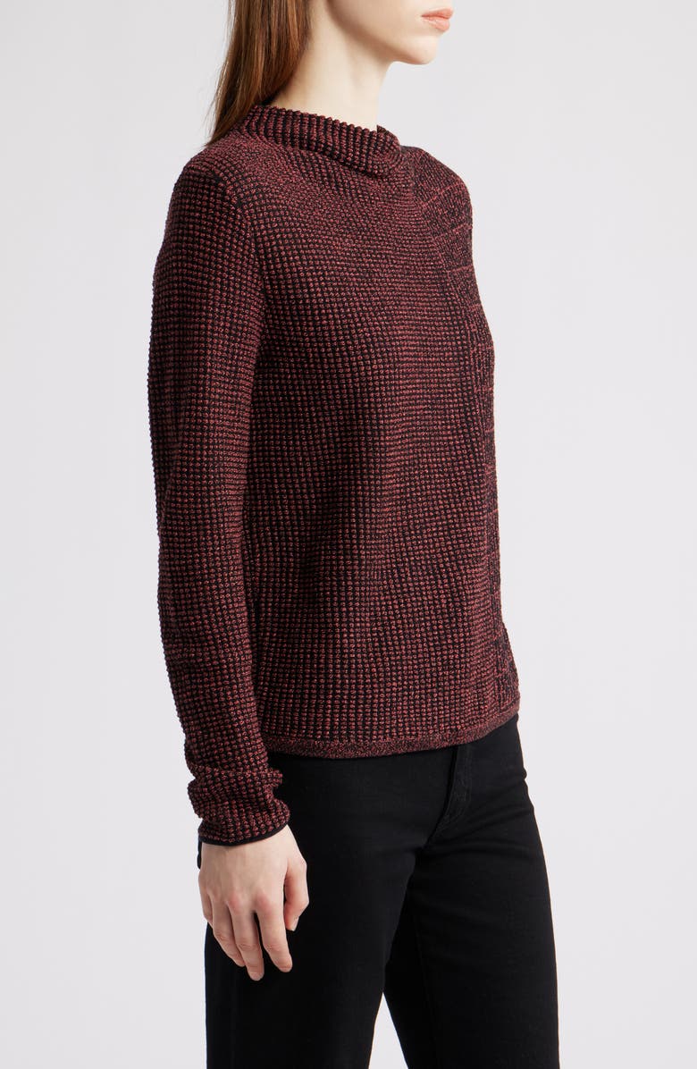 NIC+ZOE Pixel Knit Funnel Neck Sweater, Alternate, color, Red Mix