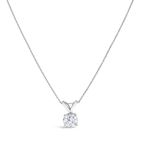14k Gold 1.50 Cttw Lab Grown Diamond Round Solitaire Pendant Necklace