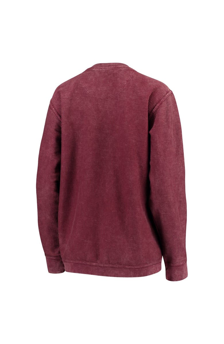 PRESSBOX Women's Pressbox Maroon Mississippi State Bulldogs Comfy Cord Vintage Wash Basic Arch Pullover Sweatshirt, Alternate, color, Maroon