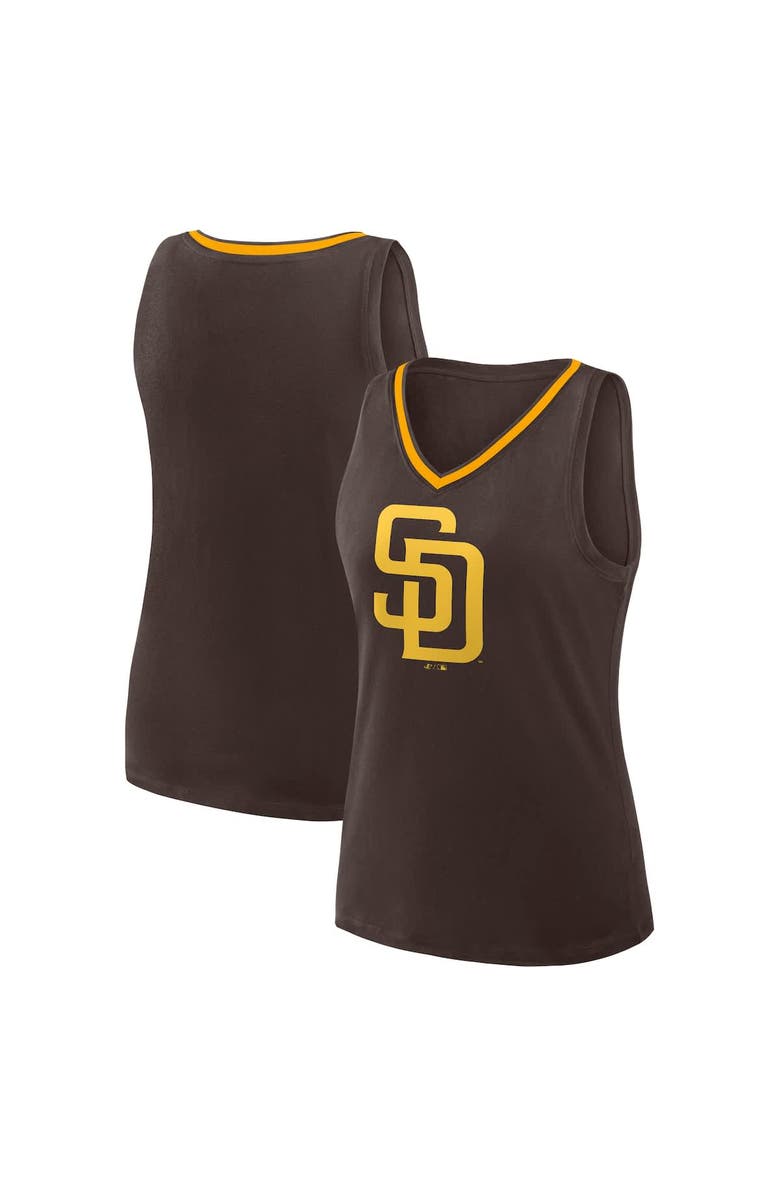 PROFILE Women's  Brown San Diego Padres Plus Sized Stellar Win V-Neck Tank Top, Alternate, color, Brown