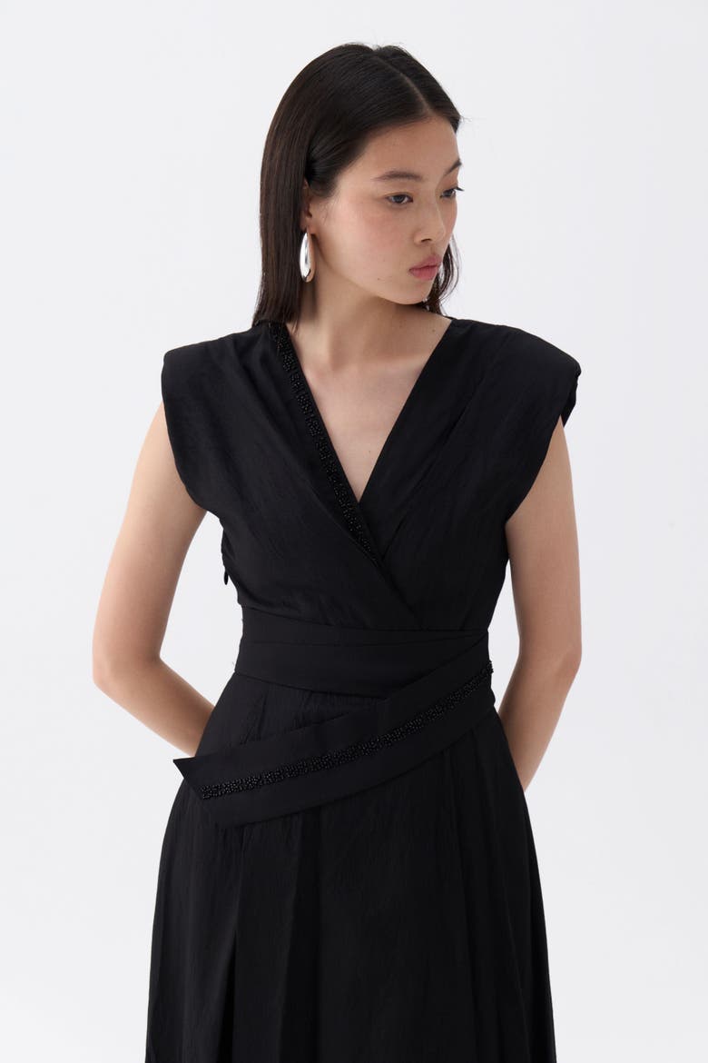 Stone Embroidered Dress, Alternate, color, Black