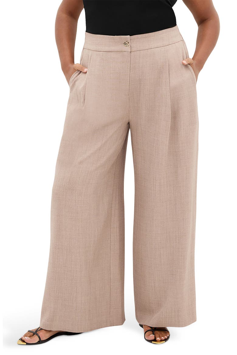 Luci Pleated Wide Leg Pants, Main, color, LATTE