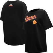 PRO STANDARD Women's Pro Standard Black Clemson Tigers Script Tail Oversized Boyfriend T-Shirt