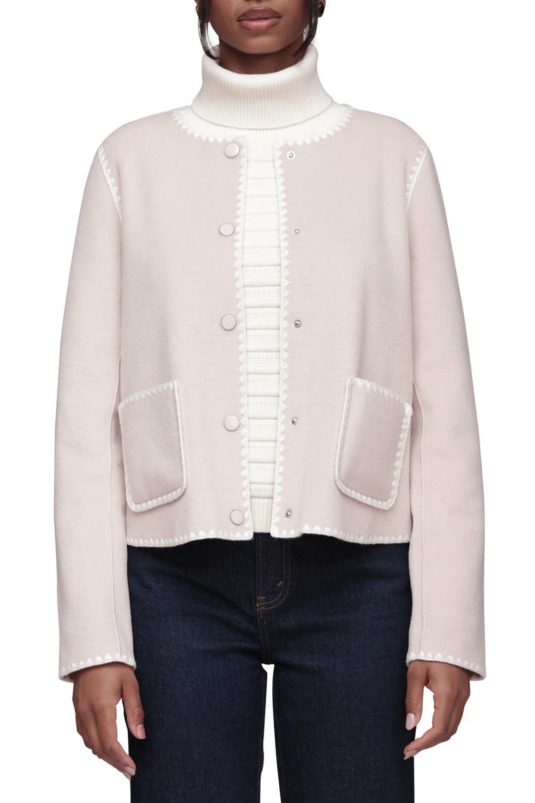 Contrast Stitch Collarless Jacket, Alternate, color, CREAM