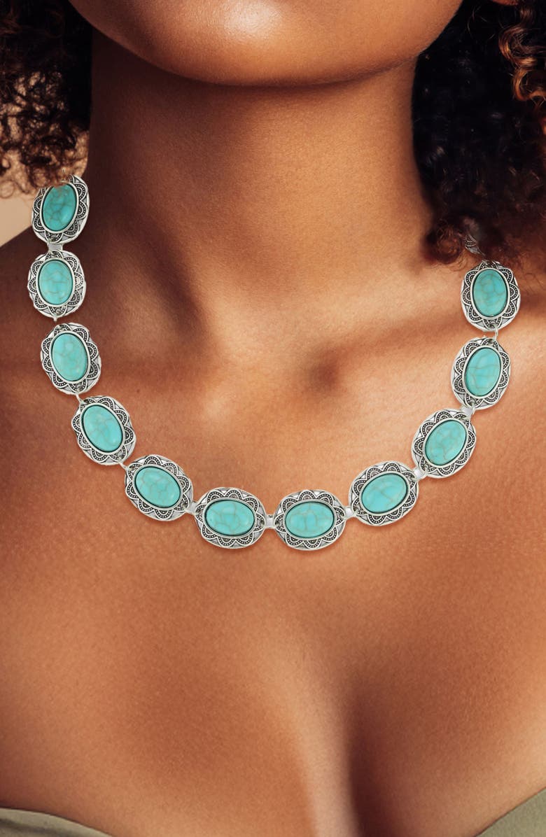 SPHERA MILANO Faux Turquoise Necklace, Alternate, color, Silver