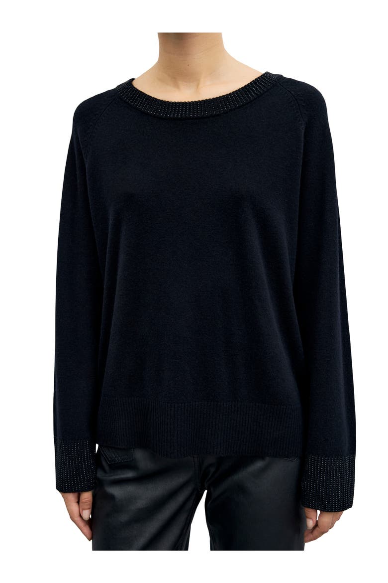 Rei Embellished Cuff Knit Jumper, Alternate, color, Black