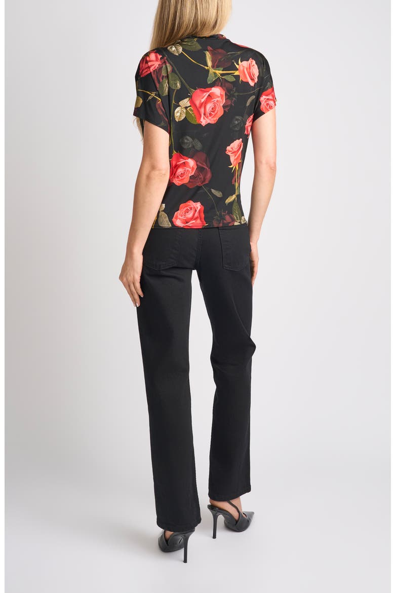 Valentina Rose Draped Neck Top, Alternate, color, RICH BLACK
