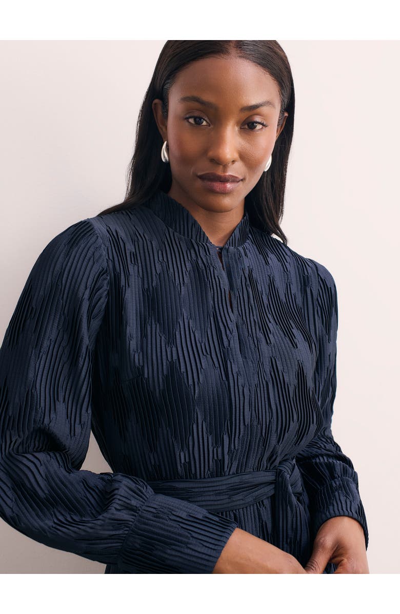 The Fold Aurellie Long Sleeve Tie Waist Dress, Alternate, color, Navy