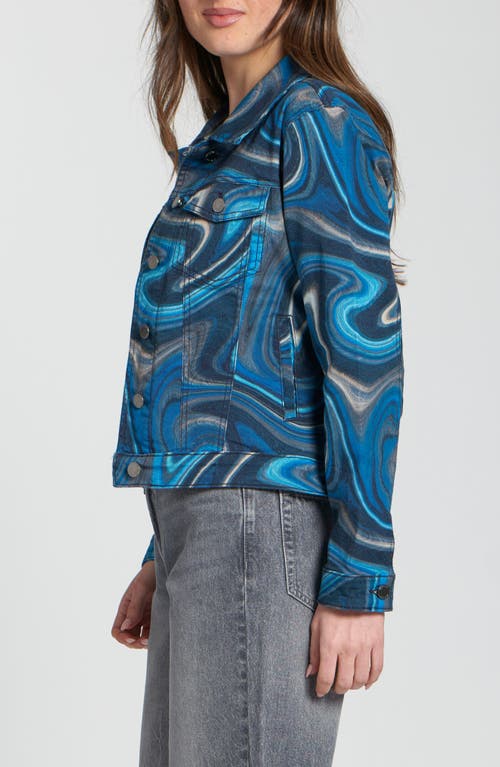 Apny Printed Denim Jacket In Blue