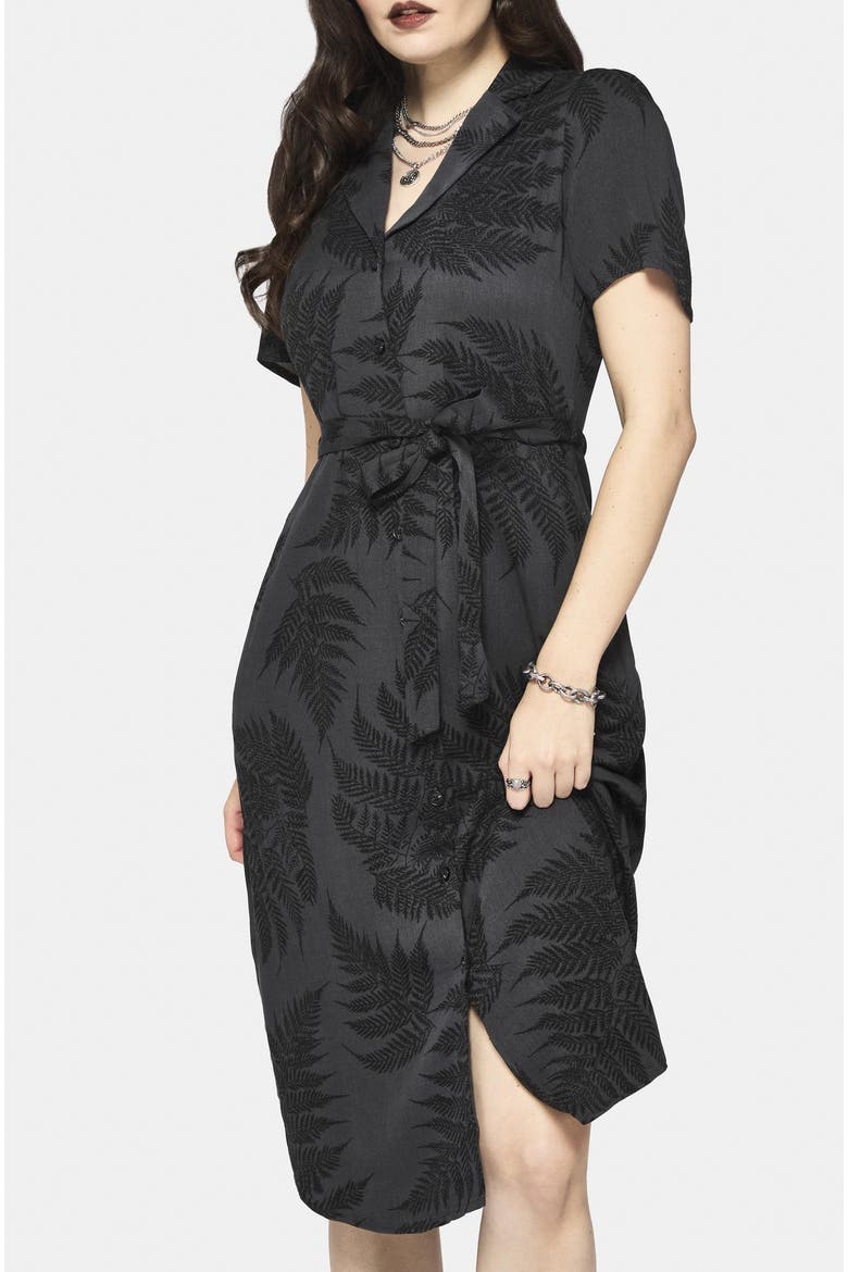 Ruin Fern Button Midi Shirt Dress, Alternate, color, Grey