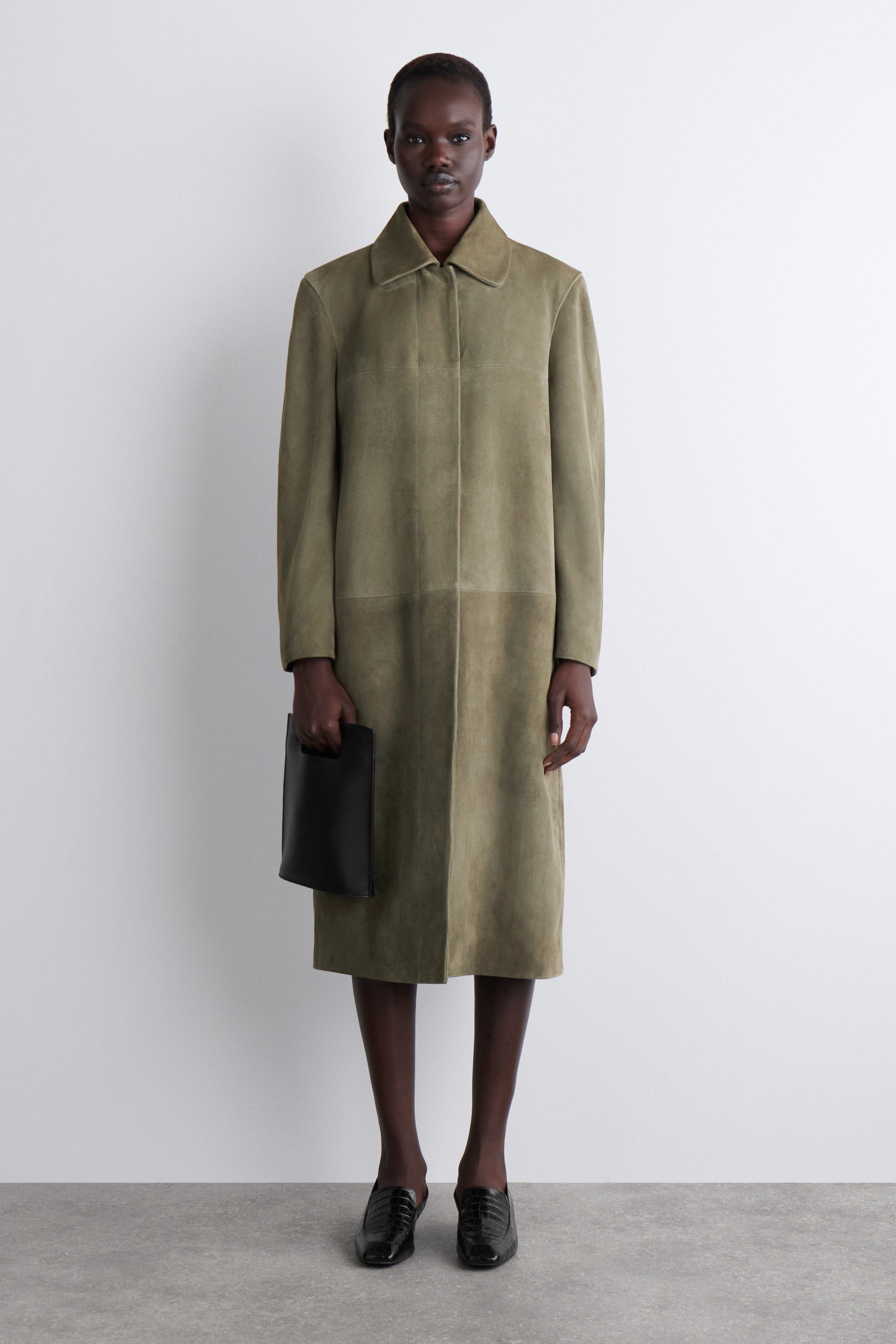 COS Folio Mini Bag - Leather, Alternate, color, Black