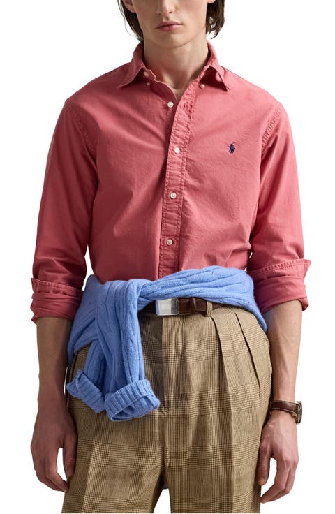 Classic Fit Garment Dyed Cotton Button-Down Oxford Shirt