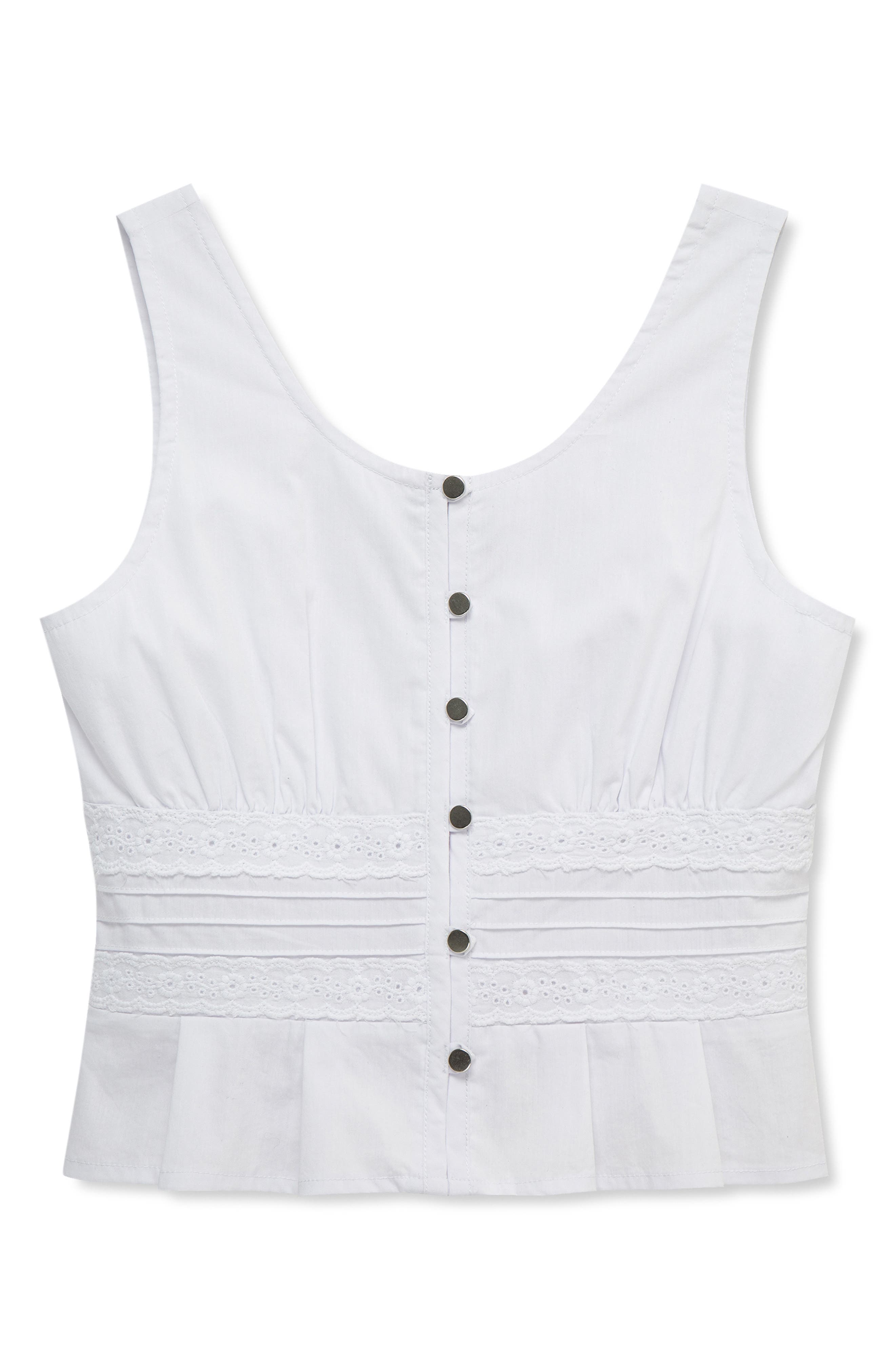 Truce Kids' Babydoll Embroidered Cotton Blend Tank Top