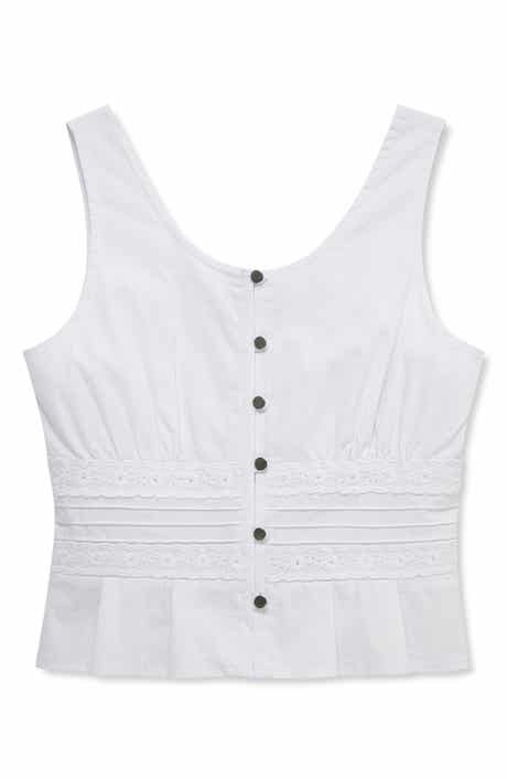 Truce Kids' Babydoll Embroidered Cotton Blend Tank Top