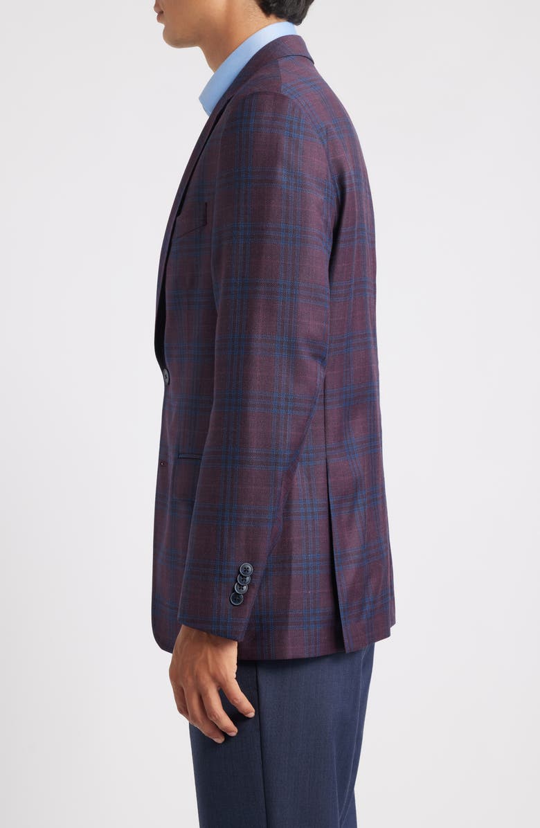Peter Millar Hyperlight Soft Plaid Wool Sport Coat, Alternate, color, Dark Red